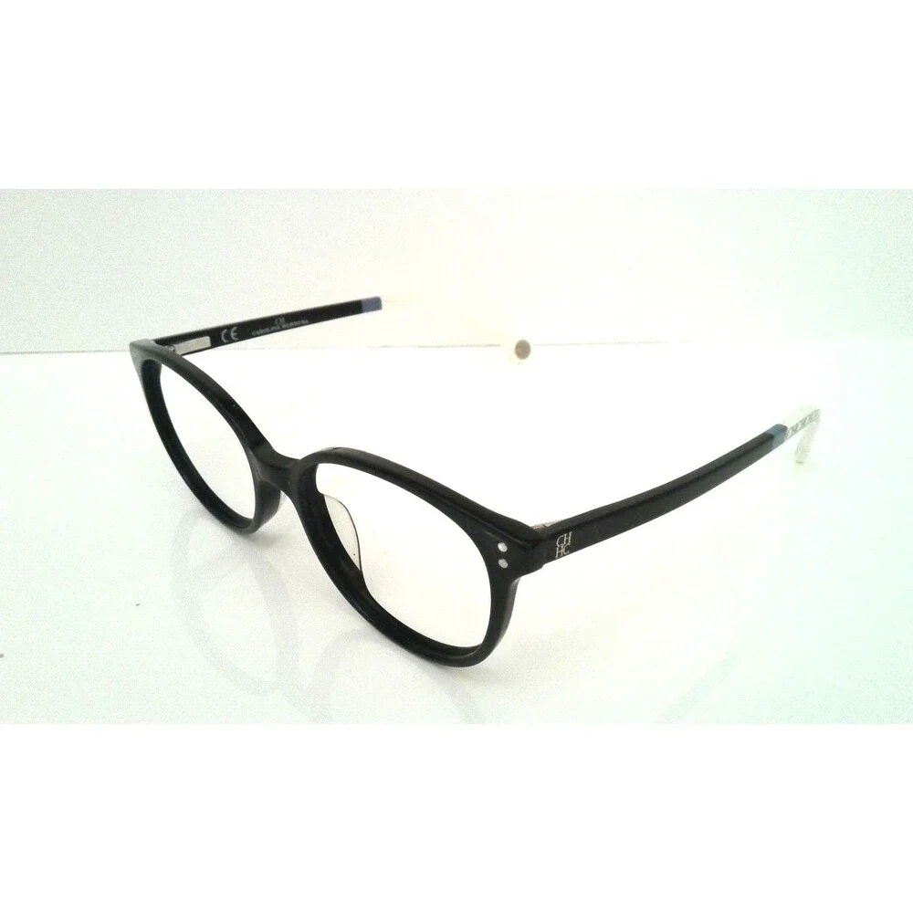 Carolina Herrera VHE612 Black & White Eyeglass Frames Women's Round Cat